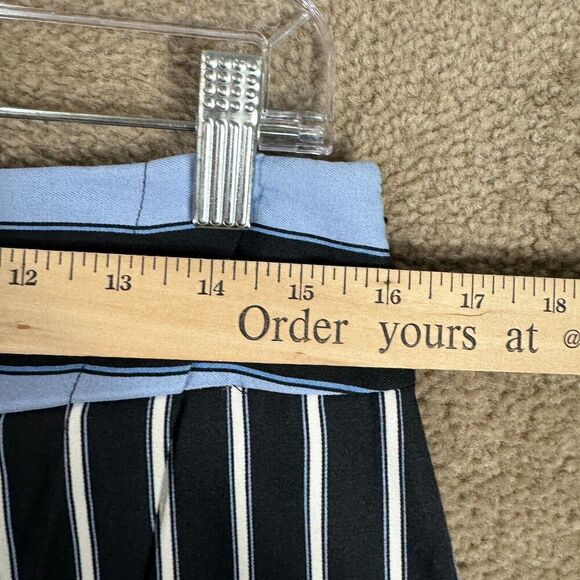 Ann Taylor Loft Skirt Womens 6 Black/Blue Striped Wrap ‎ Knee Length Straight - Picture 5 of 10
